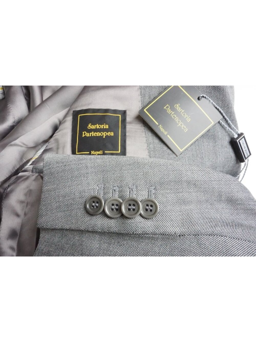 Sartoria Partenopea Gray Nailhead S120s Wool 2 Pc Suit Jacket Pant 48 EU NEW